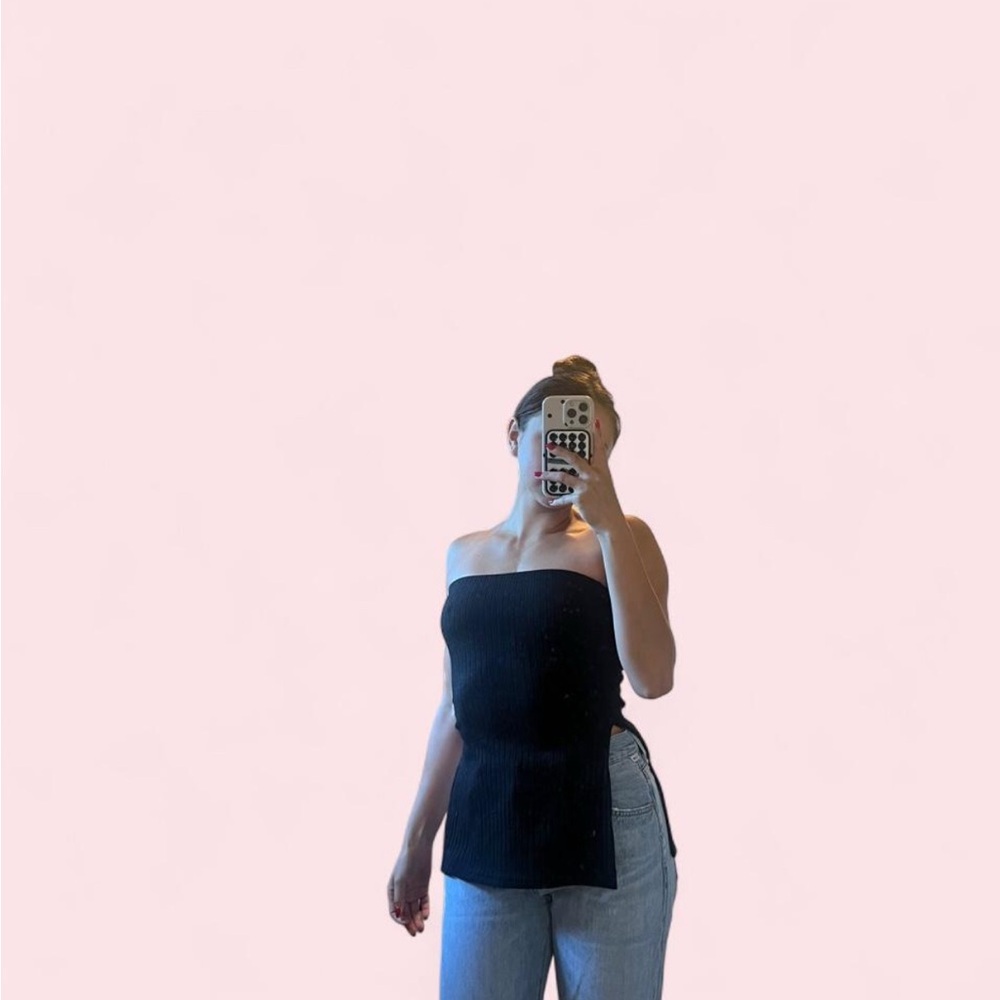 Strapless Ribbed Knit Top